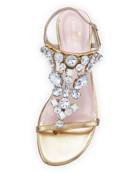 Kate Spade New York Fedra Jeweled Leather Sandal Old Gold