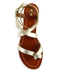 Tory Burch Patos Leather Wrap Sandals