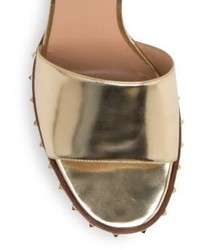 Valentino Soul Rockstud Metallic Leather Ankle Strap Sandals
