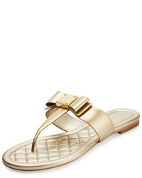 Cole Haan Tali Bow T Strap Sandal Soft Gold