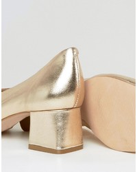 Carvela Antidote Gold Leather Mid Heeled Shoes