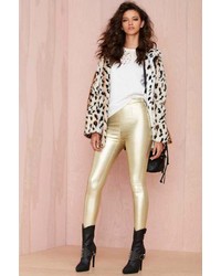 gold leather pants