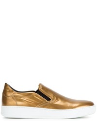 Gold Leather Slip-on Sneakers