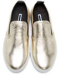 McQ Alexander Ueen Gold Metallic Chris Slip On Sneakers