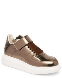 Alexander McQueen Ankle Strap Leather Platform Sneakers