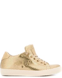 Leather Crown Metallic Perforated Sneakers
