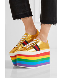 Gucci Metallic Leather Platform Sneakers Gold