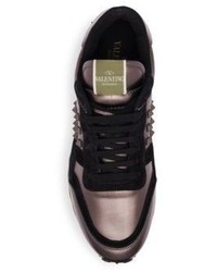 Valentino Metallic Roc Runner Leather Sneakers