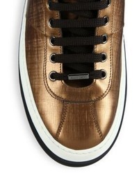 Jimmy Choo Metallic Saffiano Leather Sneakers