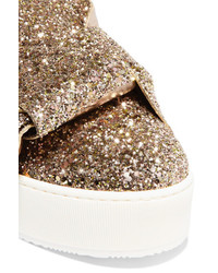 No.21 No 21 Knotted Glittered Leather Sneakers Gold