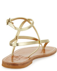 K. Jacques Delta Crisscross Metallic Thong Sandal