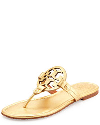 Tory Burch Miller Metallic Logo Thong Sandal Gold