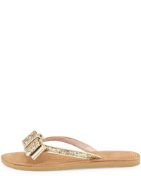 Kate Spade New York Icarda Glitter Bow Flat Thong Sandal Gold
