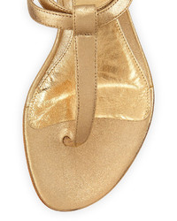 Alexander McQueen Skull Detail Flat Thong Sandal Gold