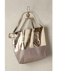 Anthropologie Alice D Foiled Taupe Tote