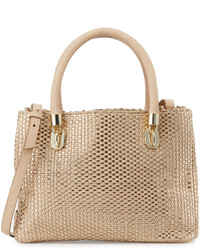 Cole Haan Benson Woven Leather Tote Bag Soft Gold