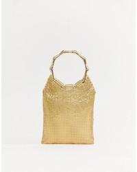 Missguided Chain Mail Ring Handle Bag In Gold