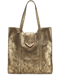 Neiman Marcus Metallic Faux Leather Tote Bag Bronze
