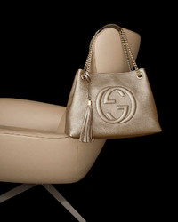 Gucci Soho Metallic Leather Tote Bag Golden
