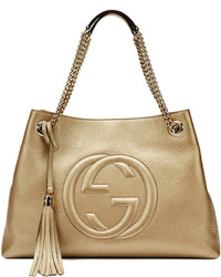 Gucci Soho Metallic Leather Tote Bag Golden