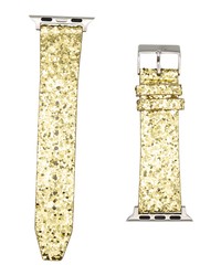 Rebecca Minkoff Glitter Leather Apple Watch In Gold At Nordstrom