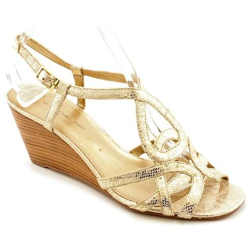 Bandolino Rodger Gold Leather Wedge Sandals Shoes Newdisplay, $24 | buy ...