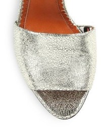 Charlotte Olympia Cracked Metallic Leather Wedge Sandals
