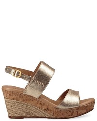 UGG Elena Metallic Leather Wedge Sandal