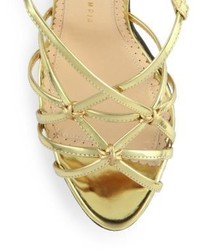 Charlotte Olympia Elizabeth Metallic Leather Jewel Print Wedge Sandals