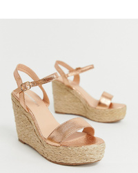 Glamorous Wide Fit Gold Metallic Espadrille Wedges