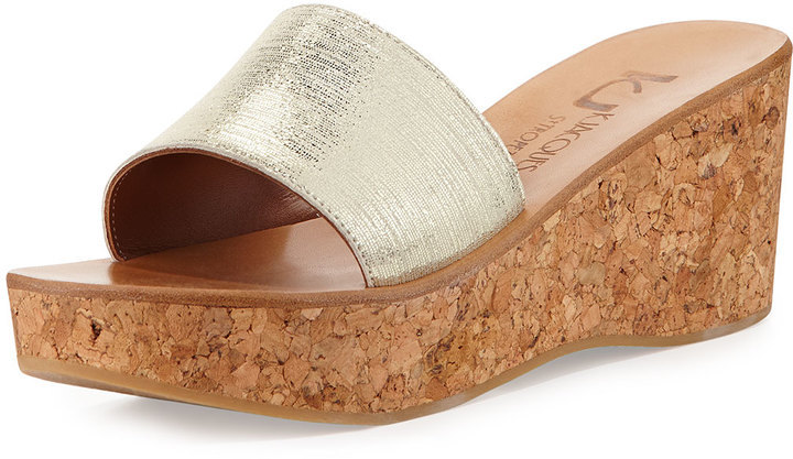 gold metallic wedge sandals