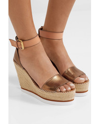 See by Chloe Metallic Leather Espadrille Wedge Sandals