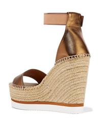 See by Chloe Metallic Leather Espadrille Wedge Sandals