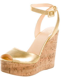 Giuseppe Zanotti Metallic Leather Peep Toe Wedges