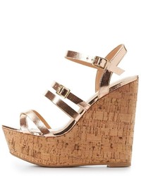 Charlotte Russe Metallic Strappy Wedge Sandals