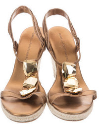 Diane von Furstenberg Metallic Wedge Sandals
