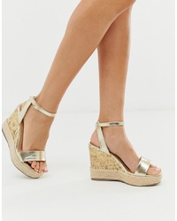 New Look Py Espadrille Wedge Sandal In Gold
