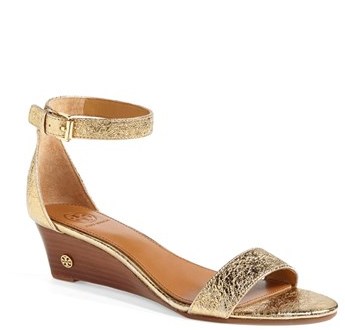 Tory burch gold wedge hot sale sandals