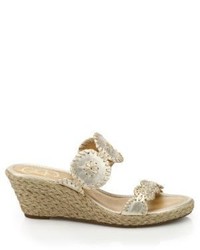 Jack Rogers Shelby Whipstitched Leather Espadrille Wedge Sandals