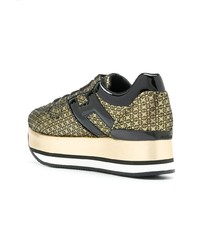 Hogan Gold Toned Suede Sneakers