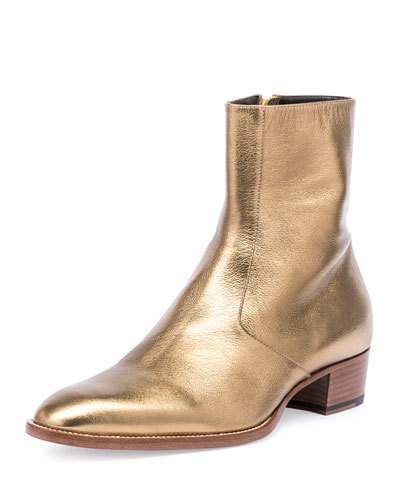 gold saint laurent boots