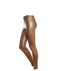 Amc Gold Shiny Stretchy Tights Leggings High Waisted Footless Leggings