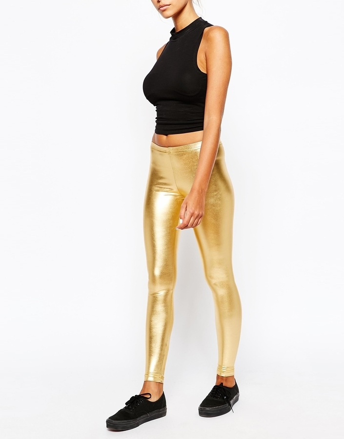Lamé leggings in gold - Monnalisa