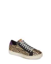 Gold Leopard Leather Low Top Sneakers
