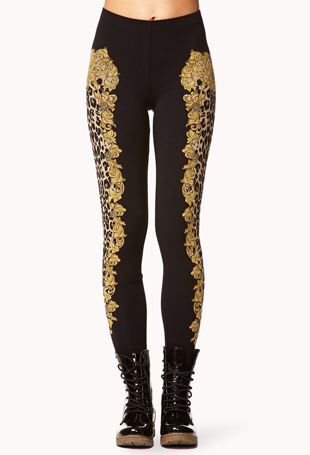 Gold Leopard Leggings: Forever 21 Framed Leopard Print Leggings ...