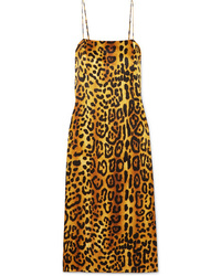 Adam Lippes Leopard Print Hammered Silk Dress