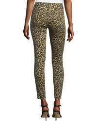 J Brand Alana High Rise Skinny Ankle Jeans Gold Leopard