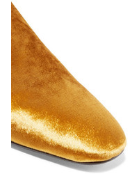 The Row Alys Velvet Loafers Gold