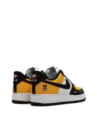 Nike Air Force 1 Low 07 Lv8 Black Gold Jersey Mesh Sneakers