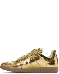 Maison Margiela Gold Metallic Cracked Replica Sneakers